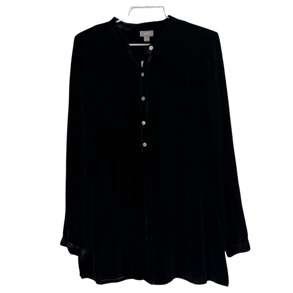J. Jill Rayon Silk Black Velvet Tunic / Long Sleeve Shirt Size Small - Picture 1 of 11